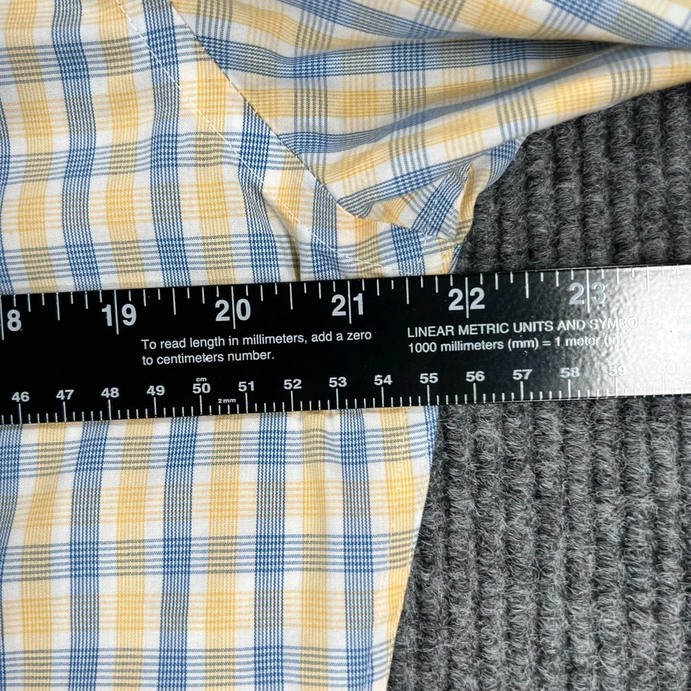 Banana Republic Shirt Mens Medium Yellow Blue Plaid‎ Button Up Tailored Fit